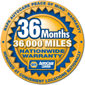 NAPA 36 months/36,000 miles Warranty badge